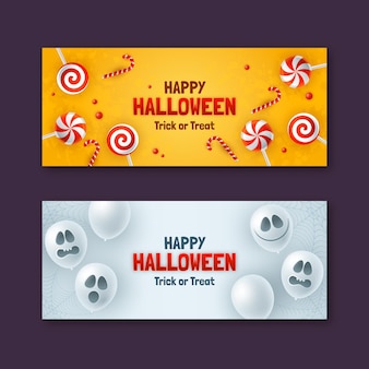 Realistische horizontale halloween-banner-set