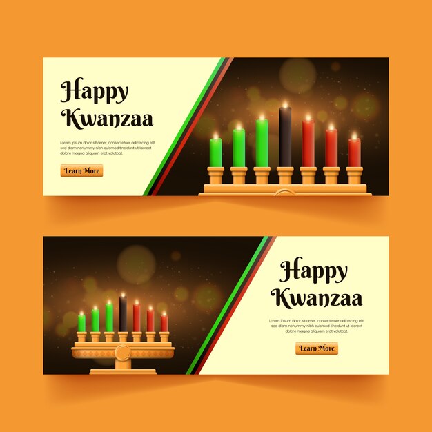 Realistische horizontale Kwanzaa-Banner eingestellt