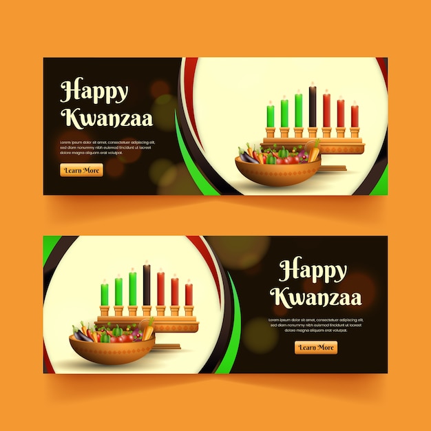 Realistische horizontale kwanzaa-banner eingestellt