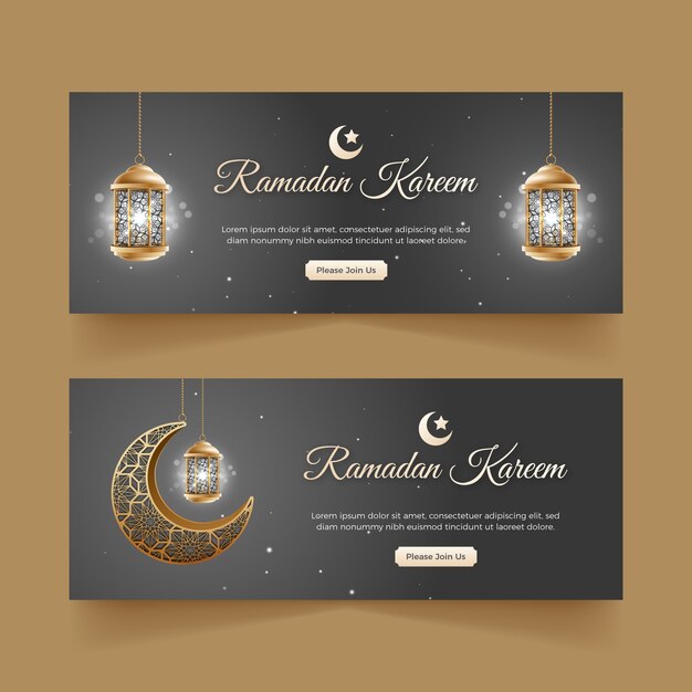 Realistische horizontale Ramadan-Banner gesetzt