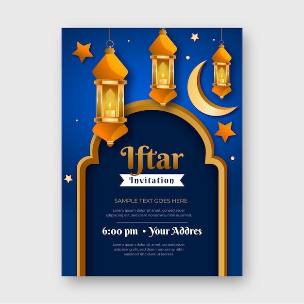 Realistische iftar einladungsvorlage