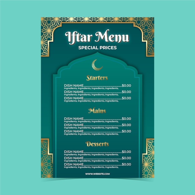 Realistische Iftar-Menüvorlage