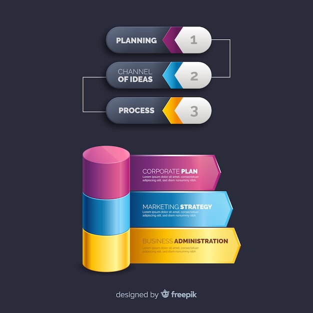 Realistische infographic elementplastiksammlung