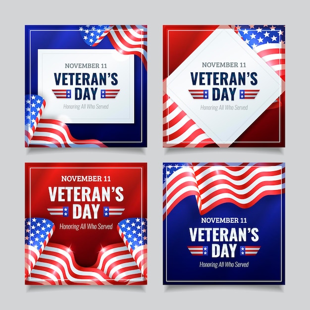 Realistische Instagram-Posts-Sammlung zum Veteranentag
