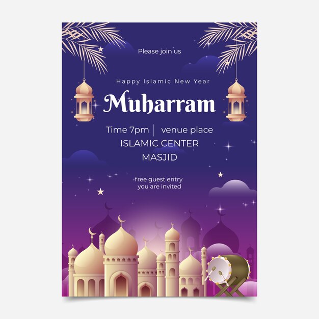 Realistische islamische Neujahrsplakatvorlage