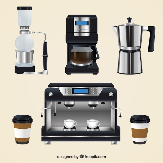 Realistische Kaffeemaschine Pack