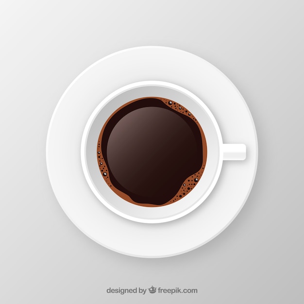 Realistische Kaffeetasse mit Draufsicht