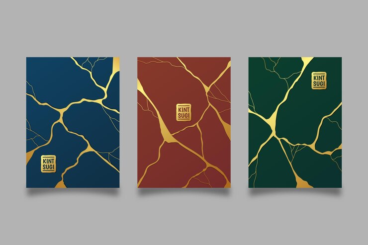 Kostenlose Vektor realistische kintsugi-cover-kollektion