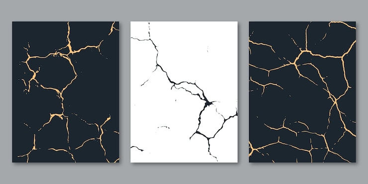 Kostenlose Vektor realistische kintsugi-cover-kollektion