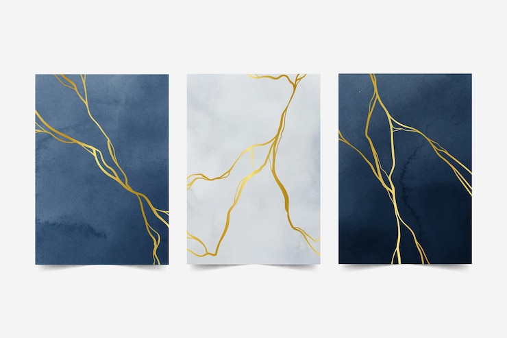 Kostenlose Vektor realistische kintsugi-cover-kollektion