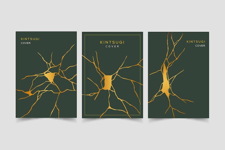 Kostenlose Vektor realistische kintsugi-cover-kollektion