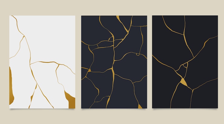 Kostenlose Vektor realistische kintsugi-cover-kollektion
