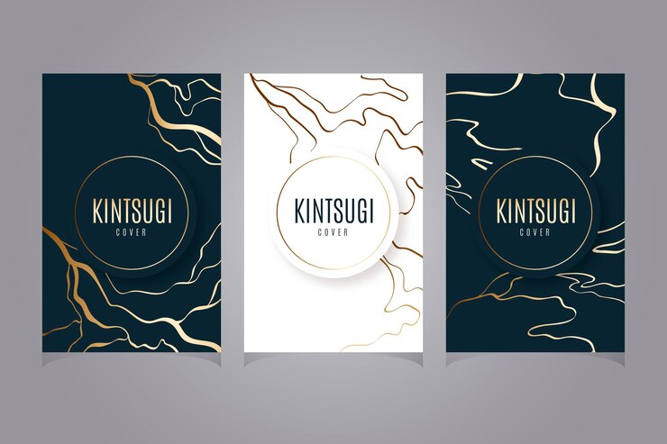 Kostenlose Vektor realistische kintsugi-cover-kollektion