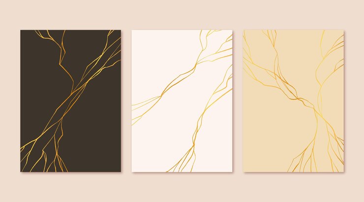 Kostenlose Vektor realistische kintsugi-cover-kollektion