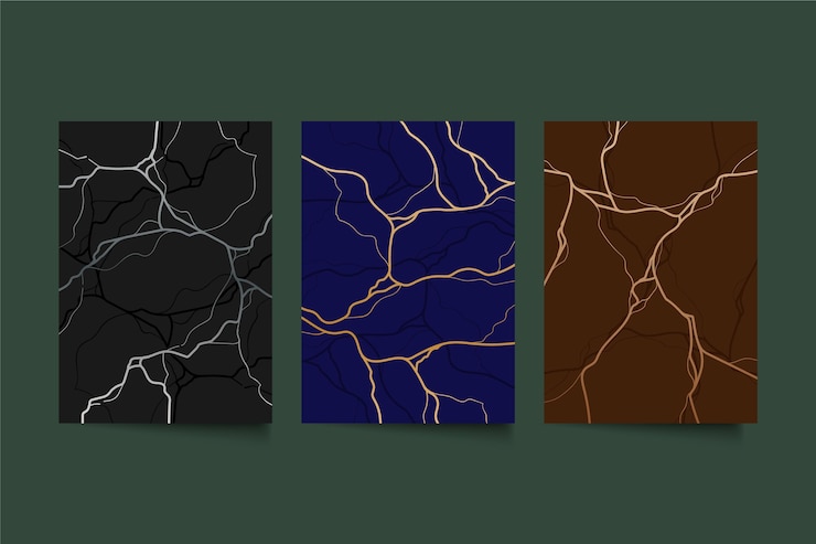 Kostenlose Vektor realistische kintsugi-cover-kollektion