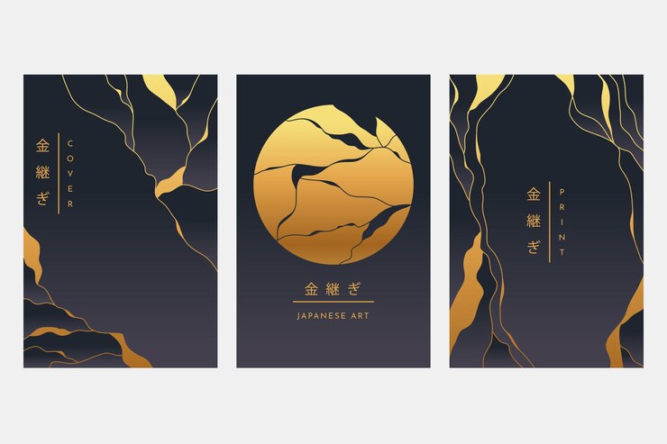 Kostenlose Vektor realistische kintsugi-cover-kollektion