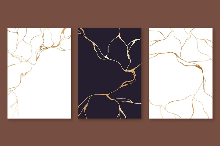 Kostenlose Vektor realistische kintsugi-cover-kollektion
