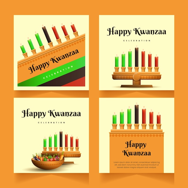 Realistische kwanzaa-instagram-posts-sammlung