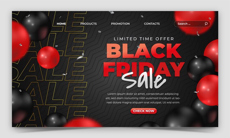 Kostenlose Vektor realistische landingpage-vorlage für black friday-verkäufe