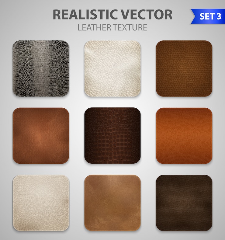 Kostenlose Vektor realistische leder patches samples set