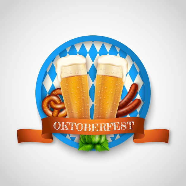 Realistische logo-vorlage für das oktoberfest