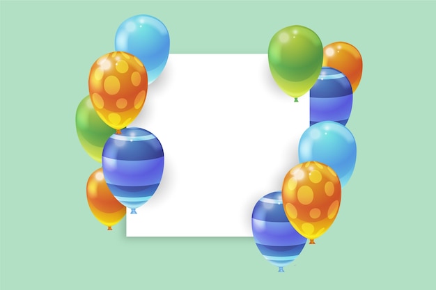 Realistische Luftballons mit leerem Banner