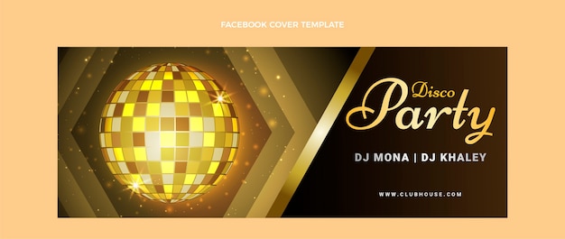 Realistische luxus-disco-party-social-media-cover-vorlage