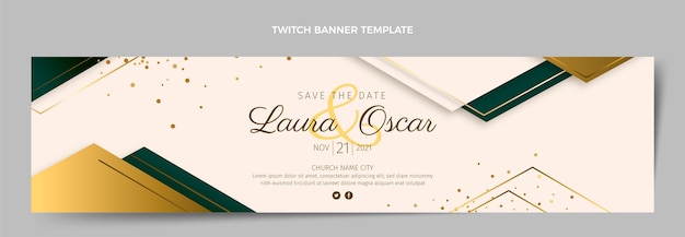 Kostenloser Vektor realistische luxus-goldene hochzeit twitch-banner