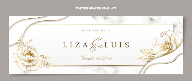 Realistische Luxus-Goldene Hochzeit Twitter-Header