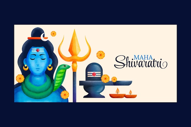 Kostenloser Vektor realistische maha shivaratri horizontale fahne