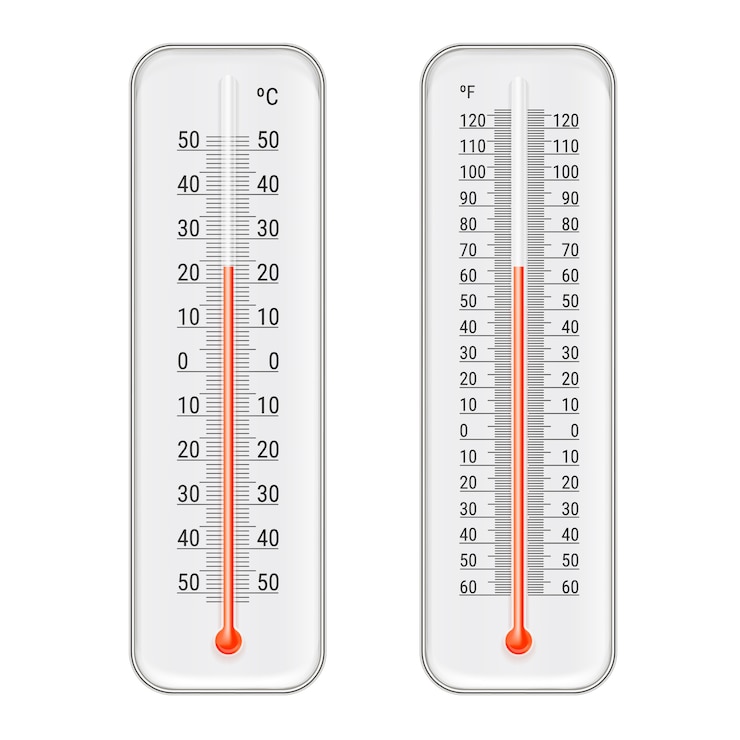 Kostenlose Vektor realistische meteorologie thermometer set