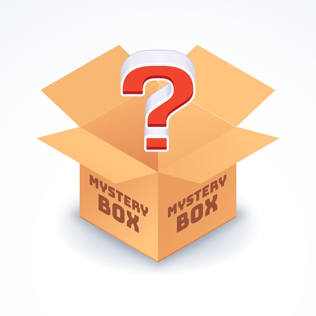 Realistische mystery-box-illustration