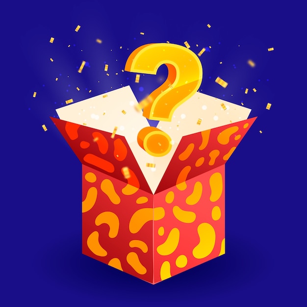 Realistische mystery-box-illustration