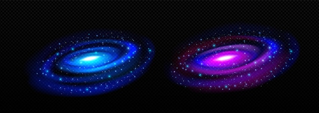 Realistische neonblaue Kreisbewegung im Weltraum