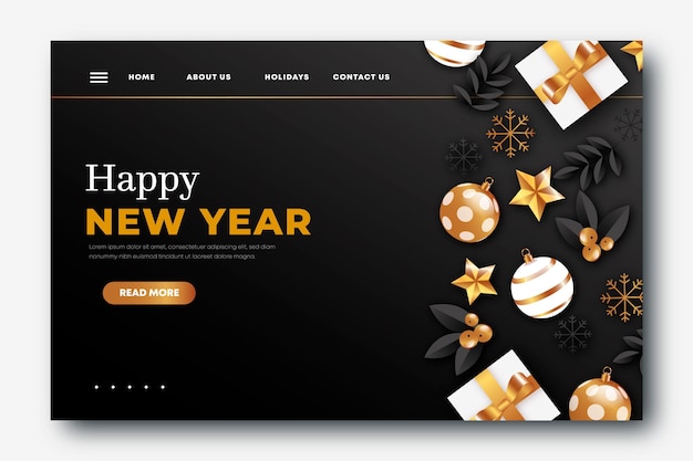 Realistische neujahrs-landingpage