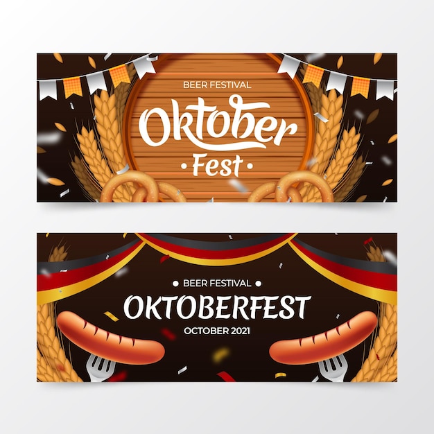 Realistische oktoberfest-banner eingestellt