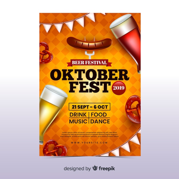 Realistische oktoberfest flyer vorlage