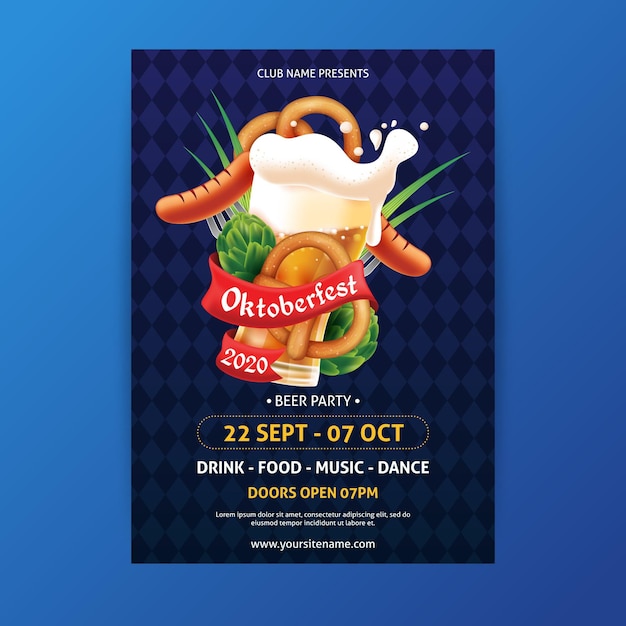 Kostenloser Vektor realistische oktoberfest-plakatschablone