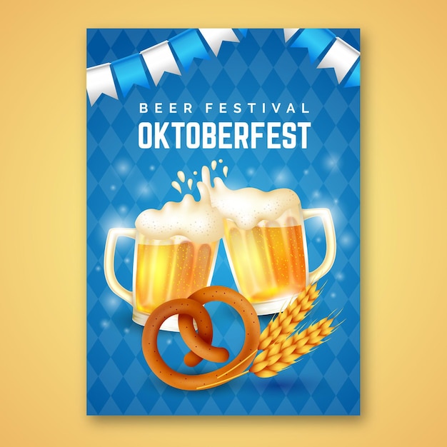 Realistische oktoberfest-plakatschablone