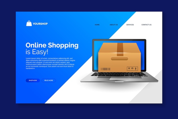 Kostenloser Vektor realistische online-shopping-landingpage