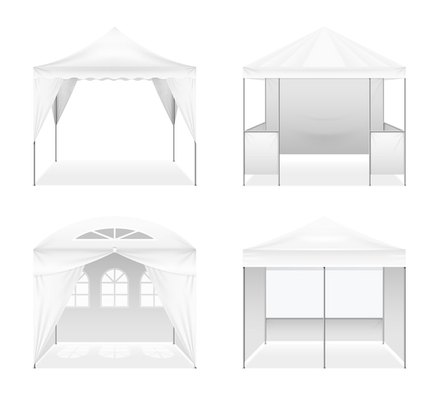 Kostenloser Vektor realistische outdoor faltzelte set