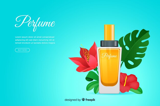 Realistische Parfumwerbung mit Blumen