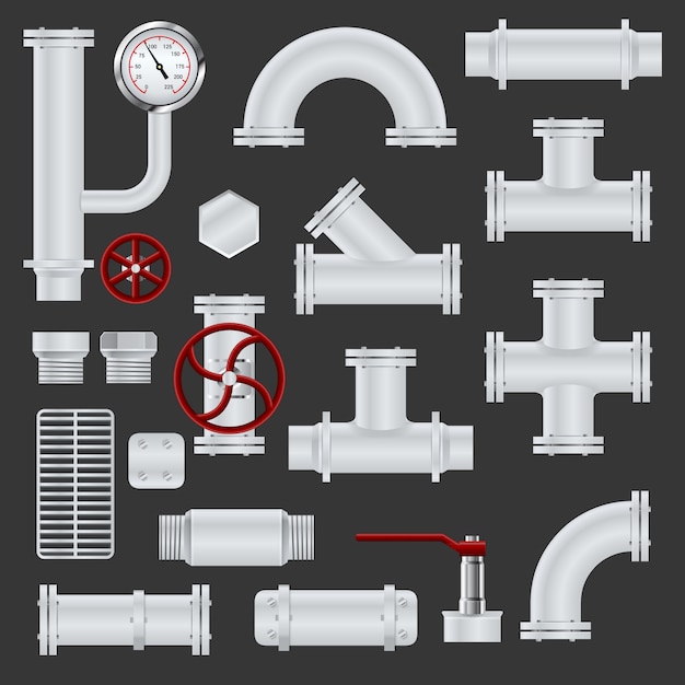 Kostenloser Vektor realistische pipeline-elemente