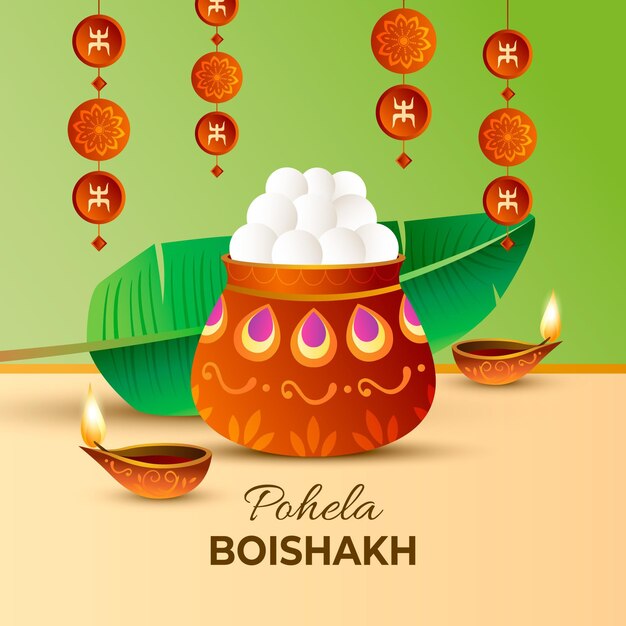 Realistische pohela boishakh illustration