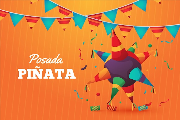 Kostenloser Vektor realistische posada pinata und partyhut