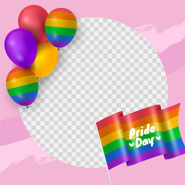 Kostenloser Vektor realistische pride day social media rahmenvorlage