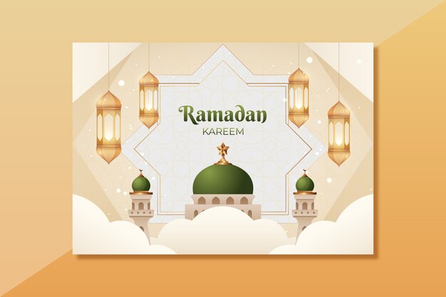 Realistische Ramadan-Grußkartenvorlage