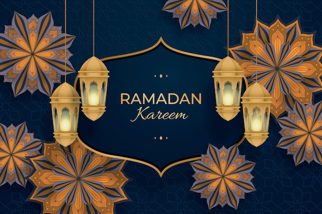 Kostenloser Vektor realistische ramadan-kareem-illustration