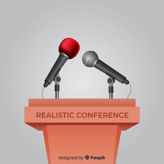 Realistische Rednerpultkonferenz mit Mikrofon