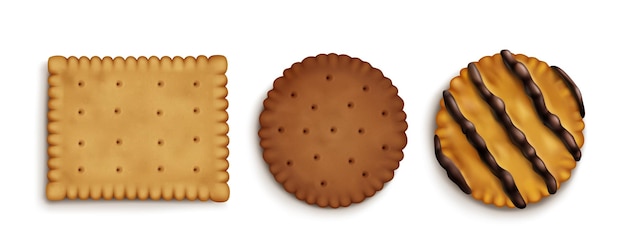 Kostenloser Vektor realistische reihe knuspriger cracker-kekse